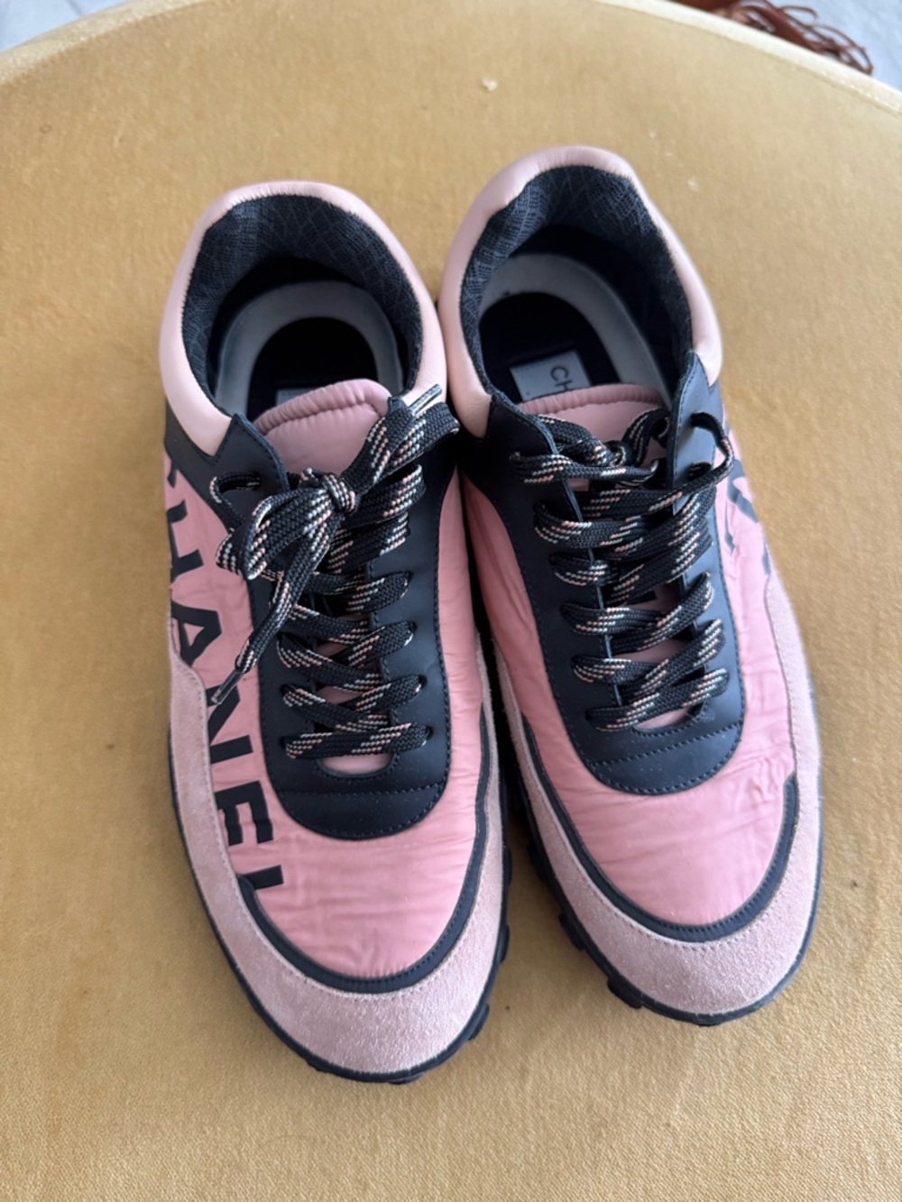 CHANEL Pink and Black Women's Sneakers with Logo Side Detail - Picture 1 of 7